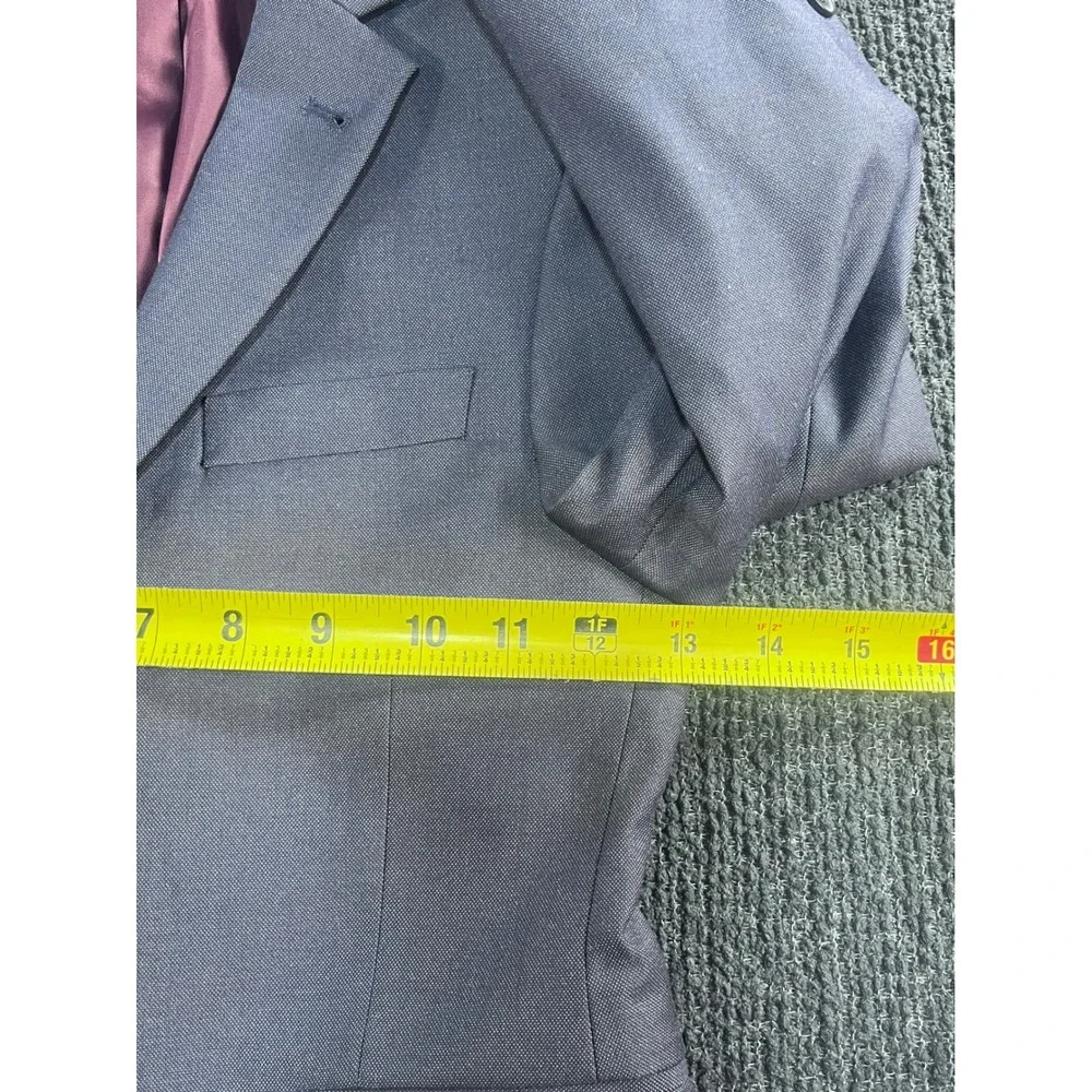 Joseph Abboud Boys Blue Two Button Blazer Jacket Size 8R Burgundy Lining